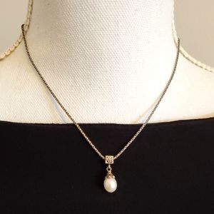 Anatoli Signed Sterling Silver Pearl Pendant 16" Necklace